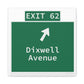 Vintage WCP Exit 62 Sign Matte Canvas, Stretched, 1.25"