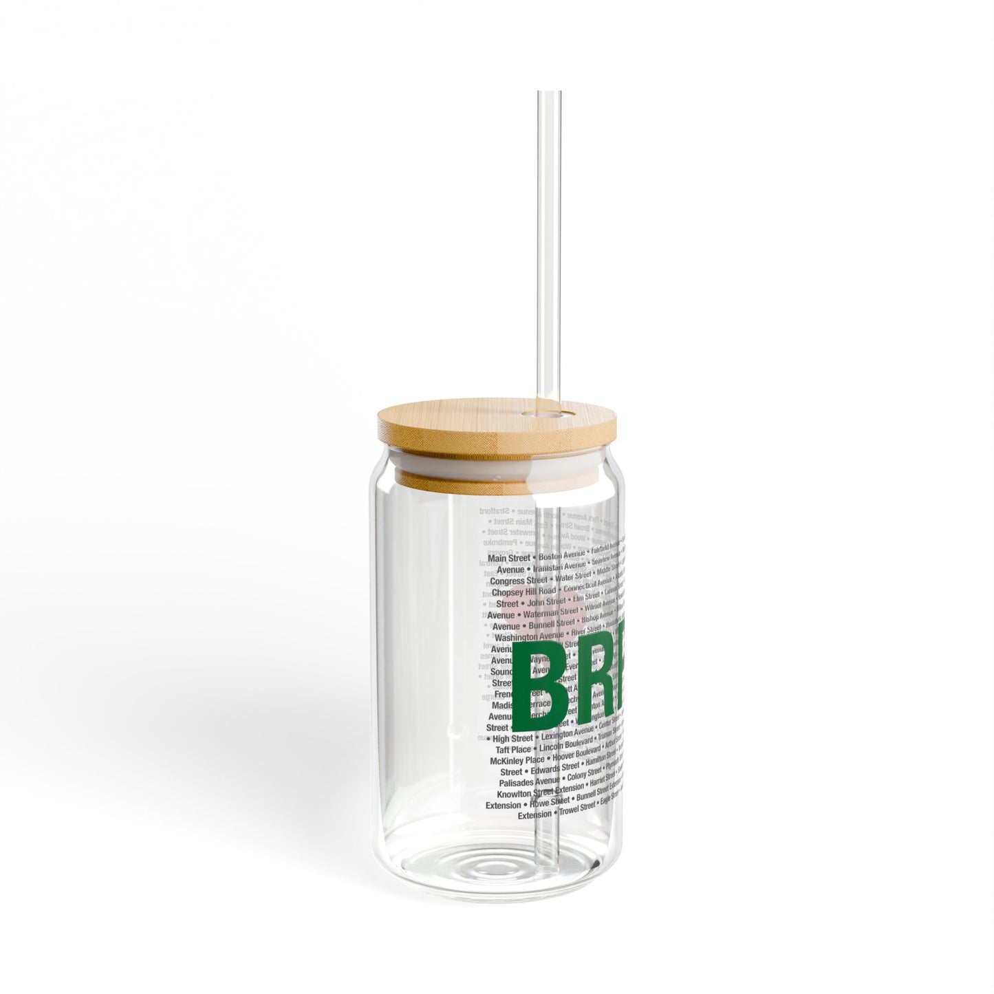 Bridgeport Love Glass Can with Straw and Lid, 16oz