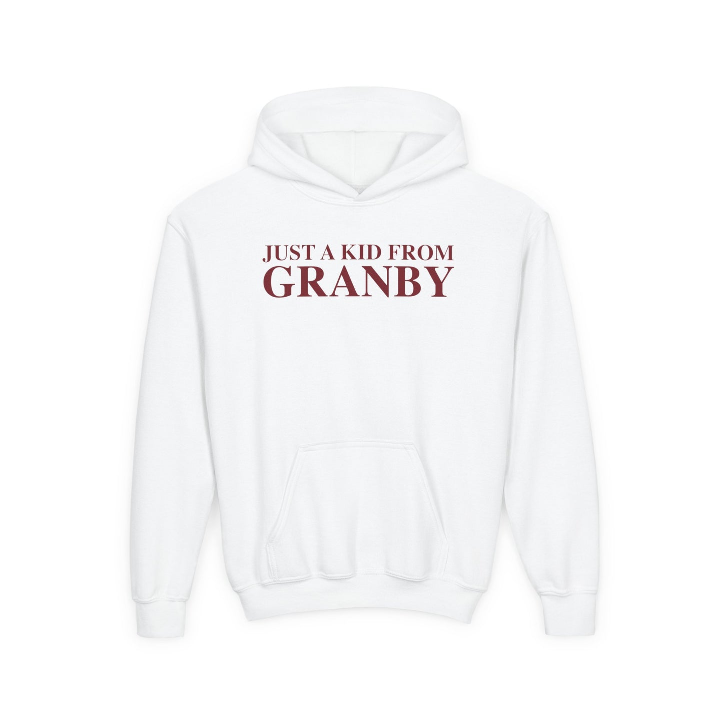 Just a kid from Granby Youth Heavy Blend Hooded Sweatshirt