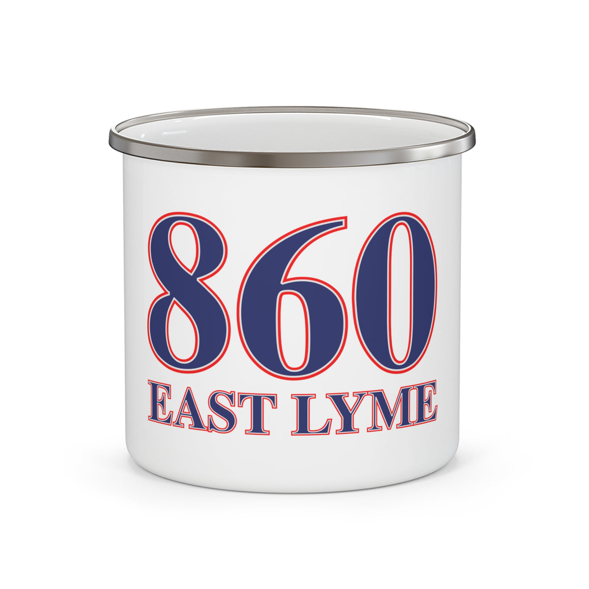 860 East Lyme Red, White & Blue Enamel Camping Mug