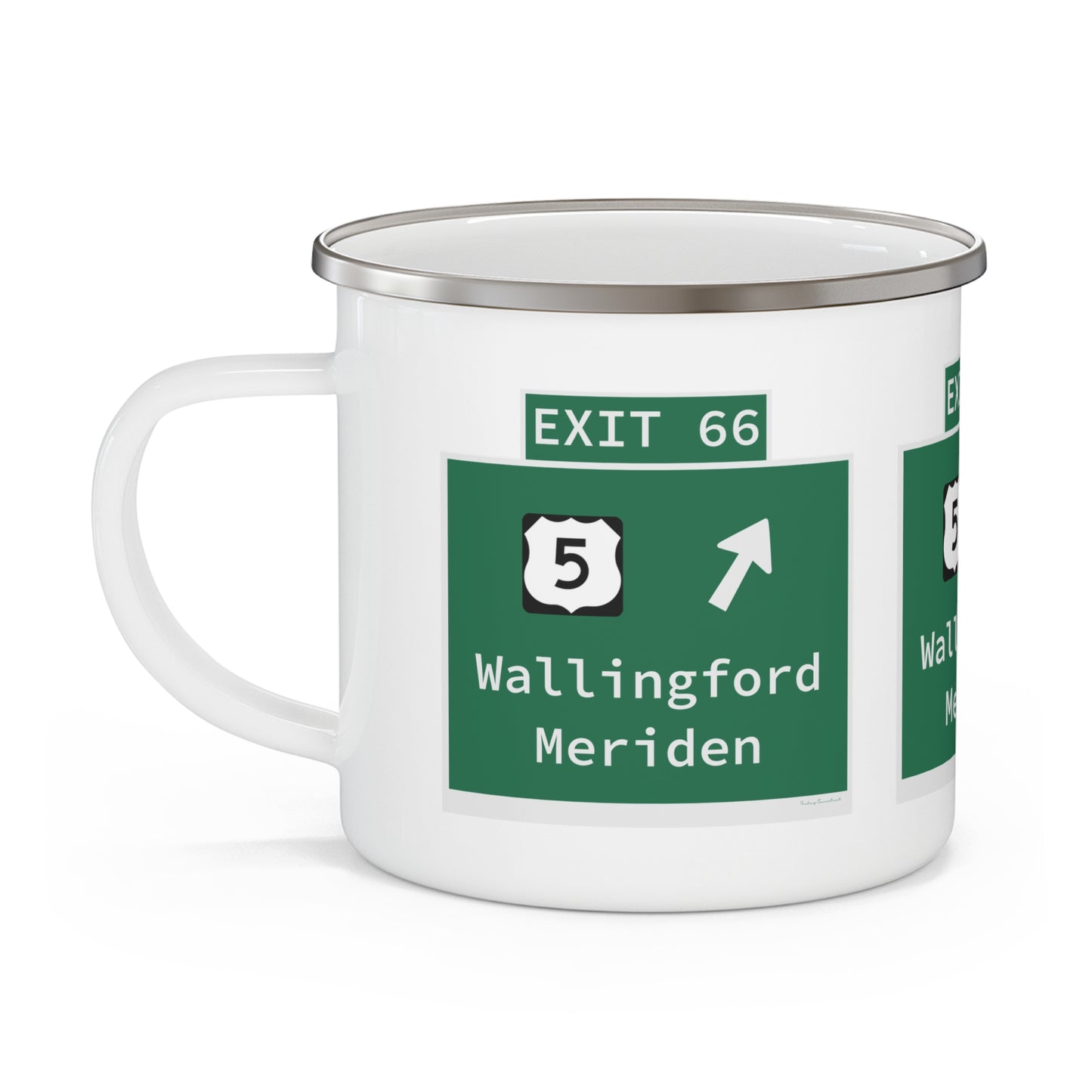 Vintage WCP Exit 66 Sign Enamel Camping Mug