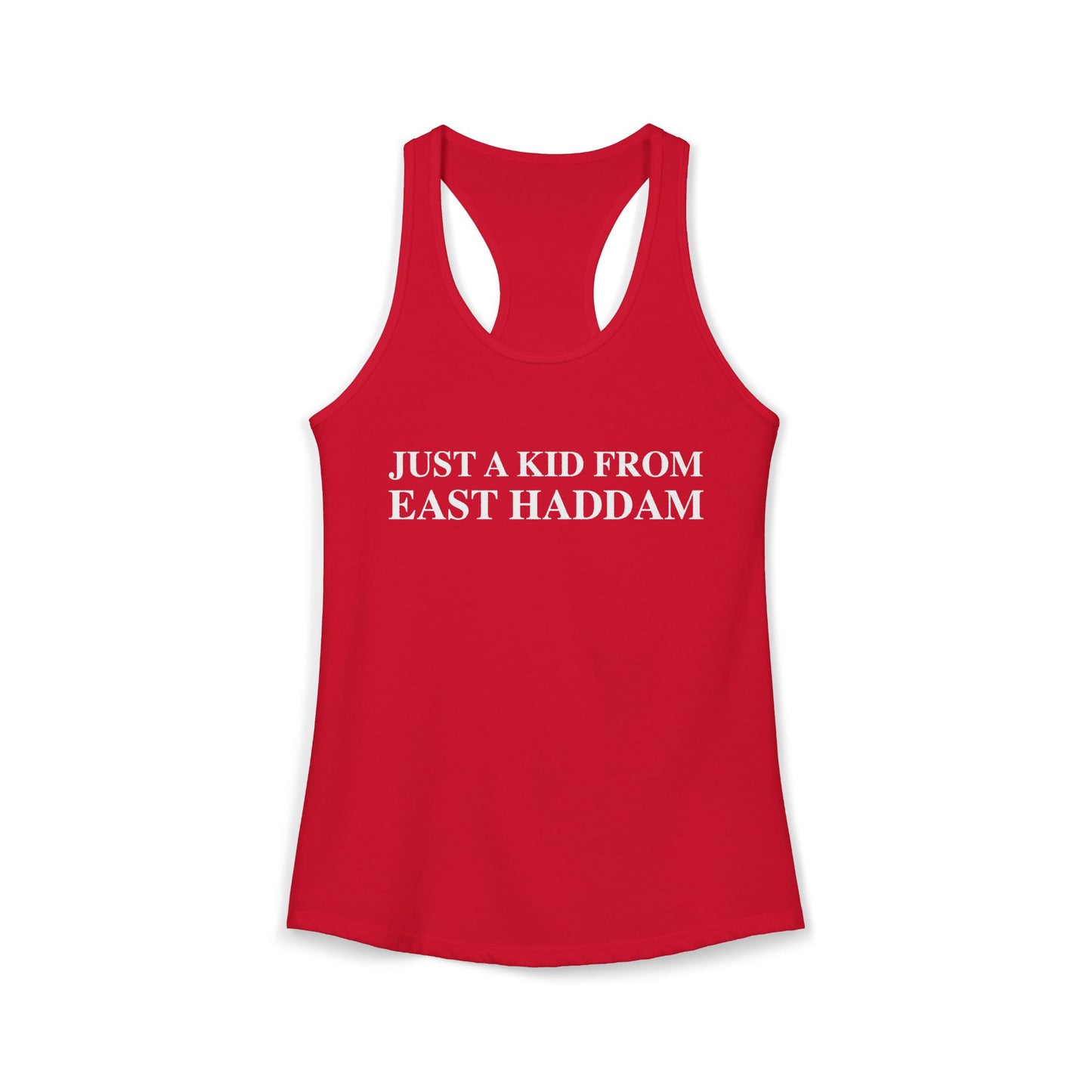 Just a kid from East Haddam Women's Ideal Racerback Tank Top
