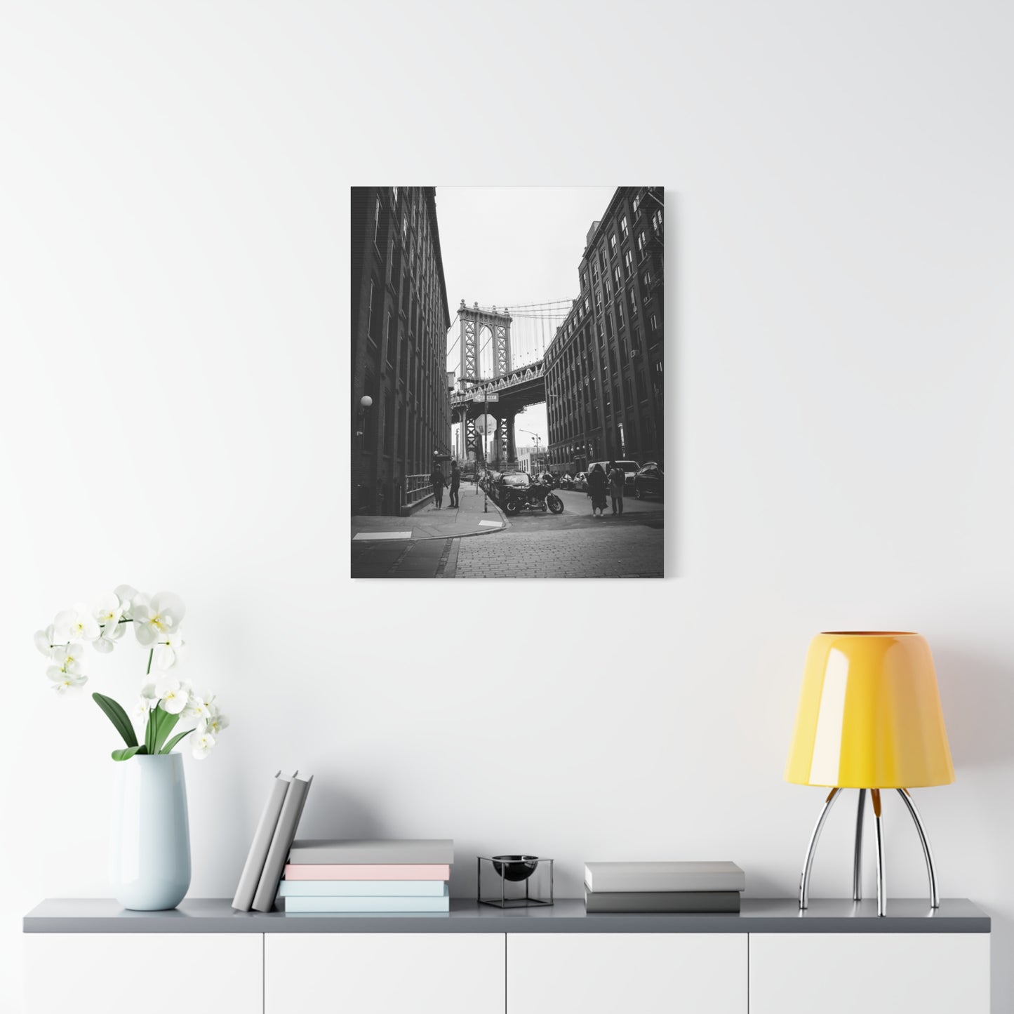 Manhattan Bridge Black and White Matte Canvas, Stretched, 1.25"