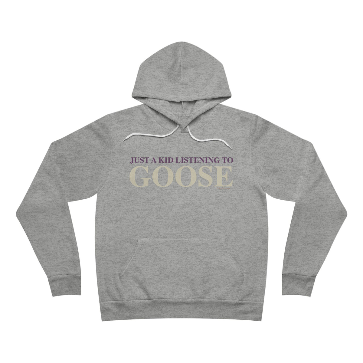 Just a kid listening to Goose - Cream & Purple Unisex Sponge Fleece Pullover Hoodie