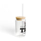 I Heart TRMB Glass Can with Straw and Lid, 16oz
