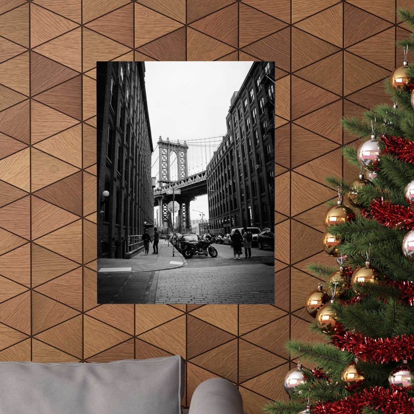 Manhattan Bridge Black and White Matte Vertical Posters