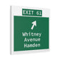 Vintage WCP Exit 61 Sign Matte Canvas, Stretched, 1.25"