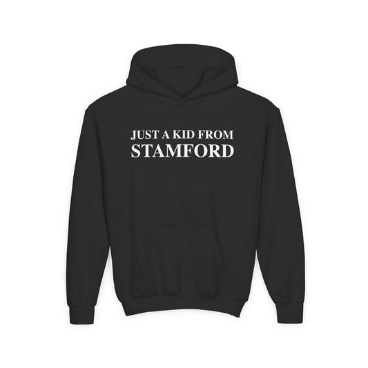 Just a kid from Stamford Youth Heavy Blend Hooded Sweatshirt