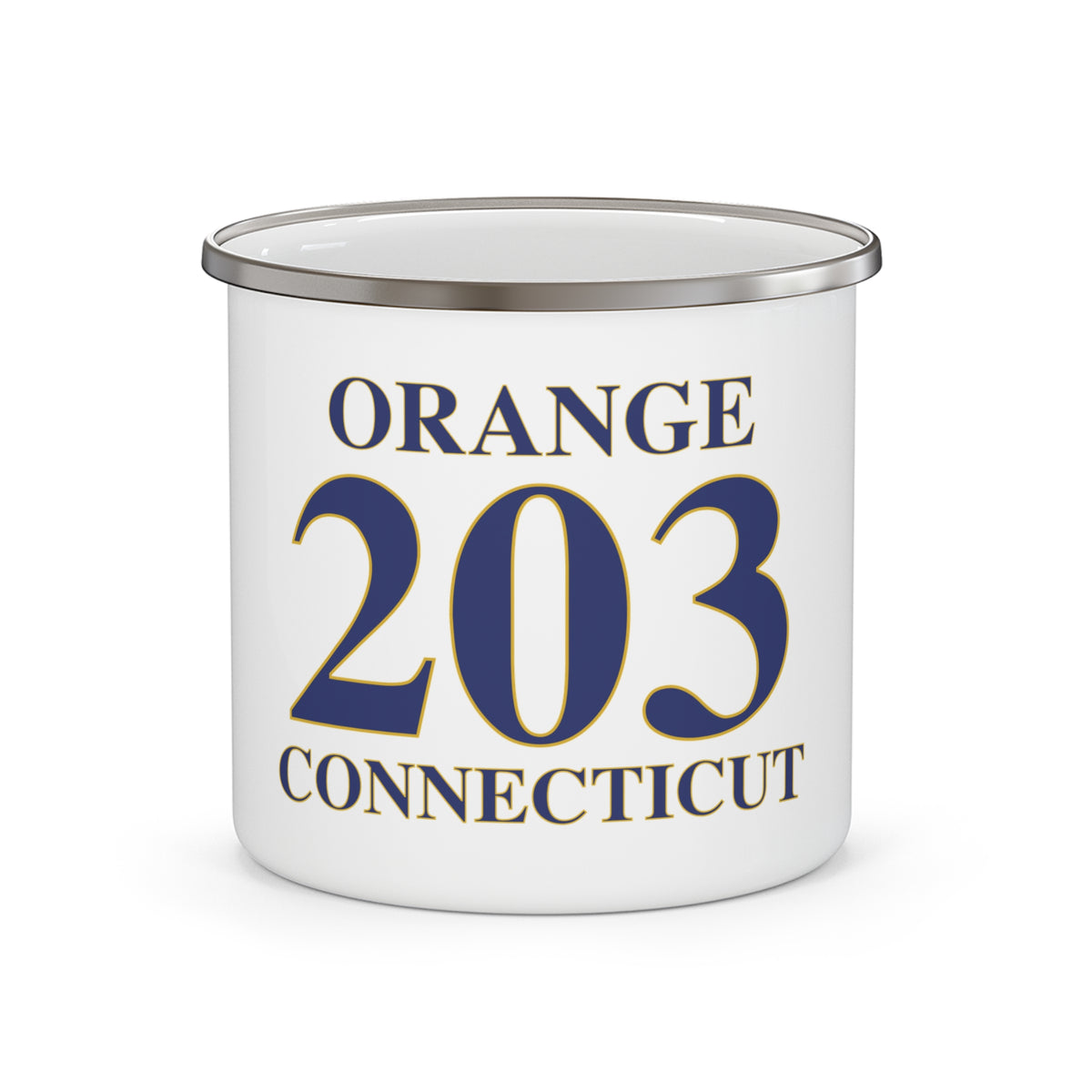 Orange 203 Connecticut Enamel Camping Mug