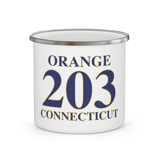 Orange 203 Connecticut Enamel Camping Mug