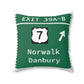 Vintage Merritt Parkway Exit 39 A-B Sign Spun Polyester Square Pillow