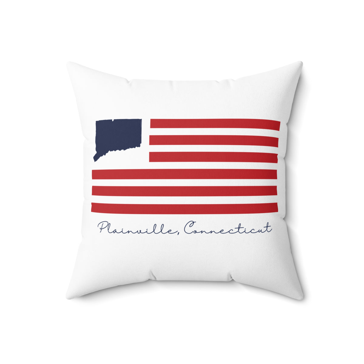 Plainville Connecticut Flag Spun Polyester Square Pillow