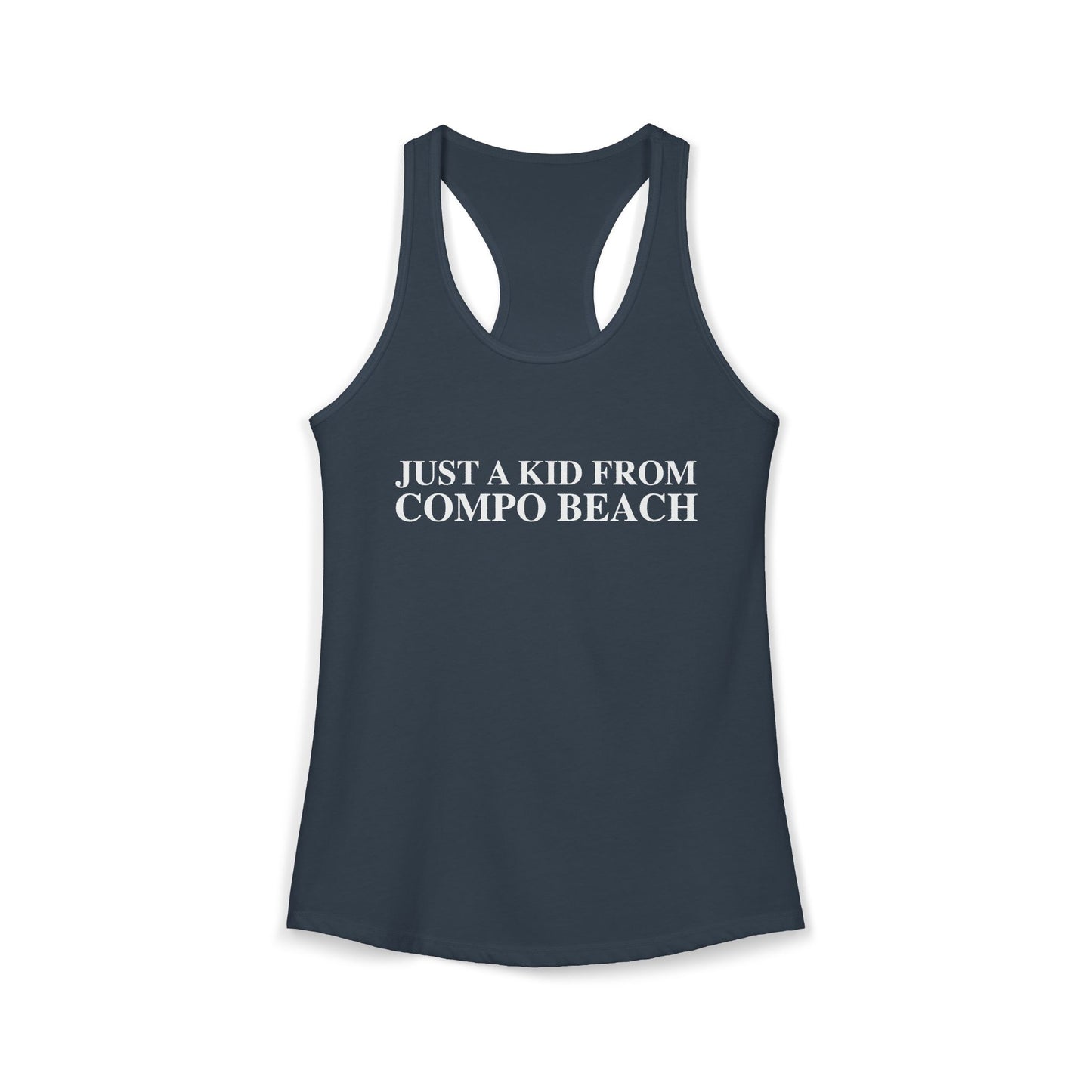 Just a kid from Compo Beach Women's Ideal Racerback Tank Top