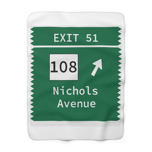 Vintage Merritt Parkway Exit 51 Sign Sherpa Fleece Blanket