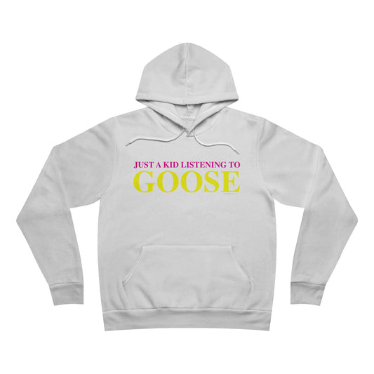 Just a kid listening to Goose - Yellow & Pink Unisex Sponge Fleece Pullover Hoodie