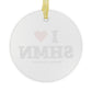I Heart SHMN Glass Ornaments