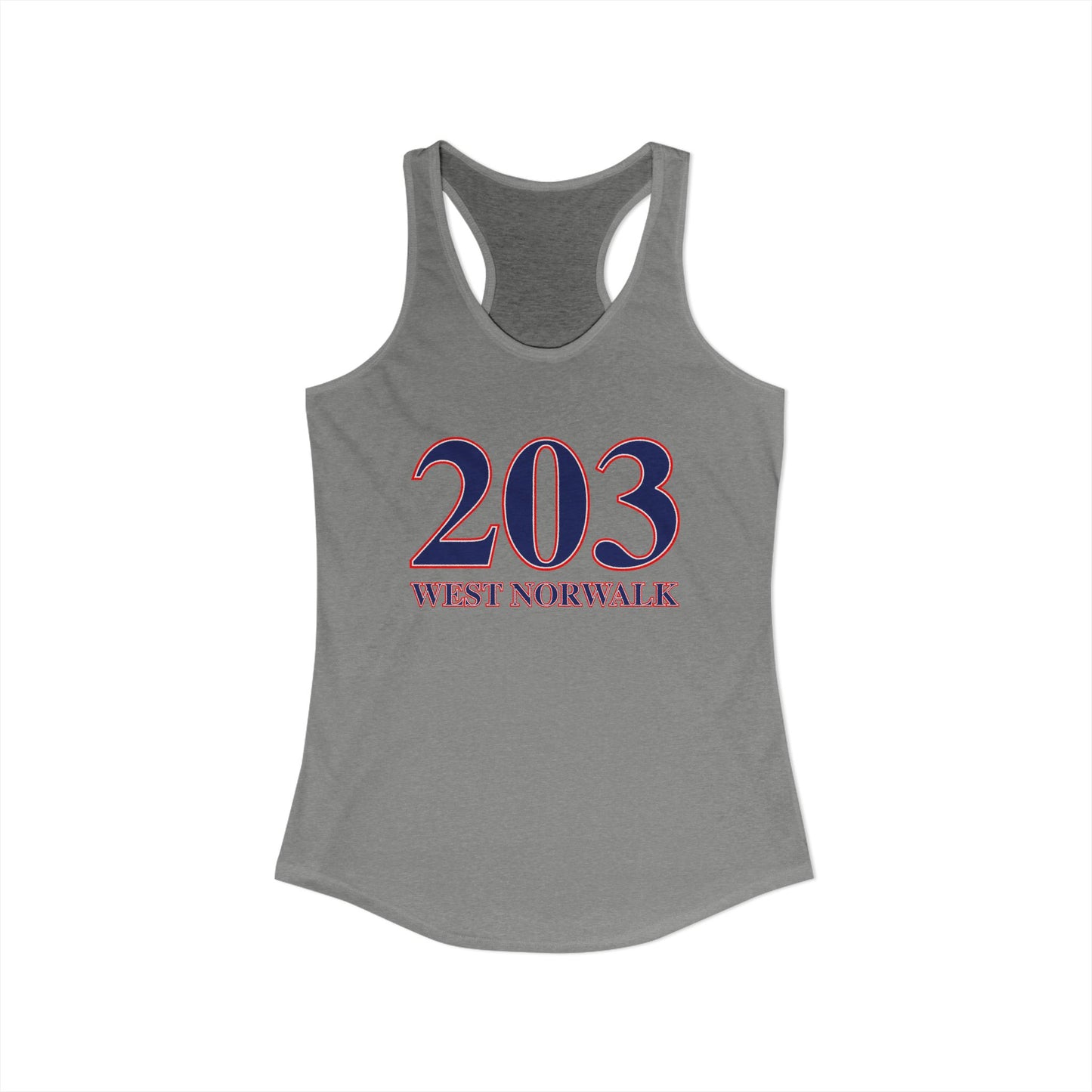 203 West Norwalk, Red, White & Blue Women's Ideal Racerback Tank Top