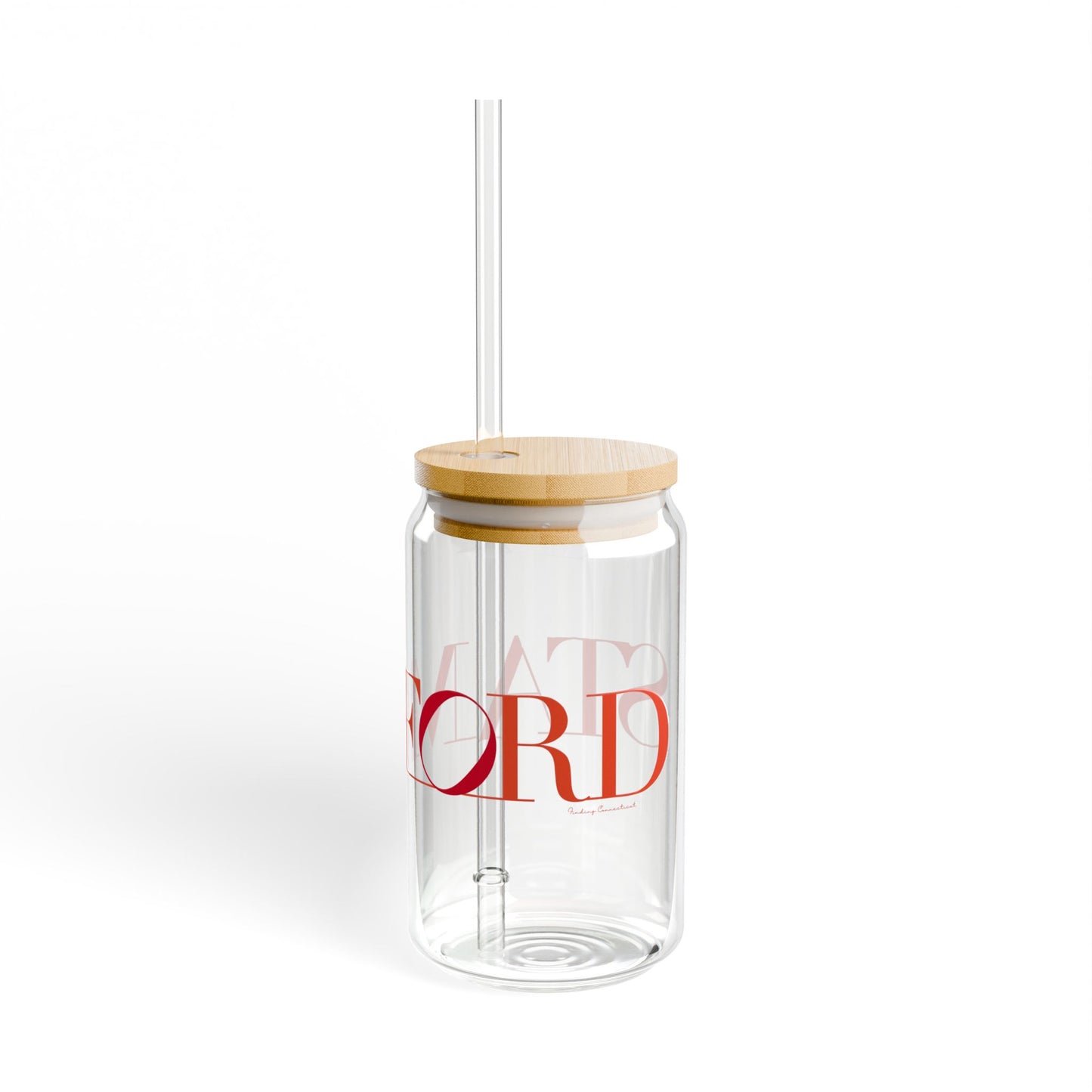 41 Tilt Stamford  Glass Can with Straw and Lid, 16oz