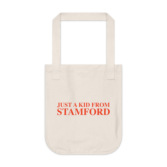 Just a kid from Stamford Organic Canvas Tote Bag
