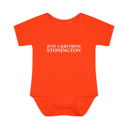 Just a kid from Stonington Infant Baby Rib Bodysuit