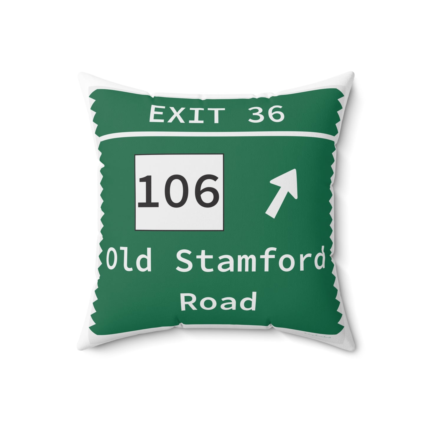 Vintage Merritt Parkway Exit 36 Sign Spun Polyester Square Pillow