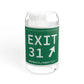 Vintage Exit 31 Merritt Parkway Sign Sipper Glass, 16oz