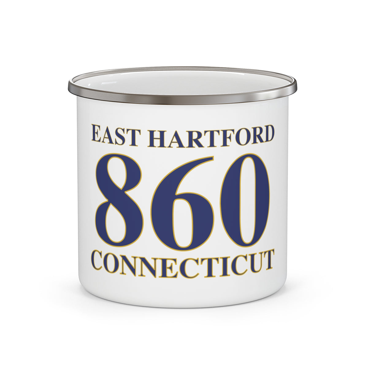 East Hartford 860 Connecticut Enamel Camping Mug