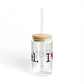 I Heart Bethel. Glass Can with Straw and Lid, 16oz