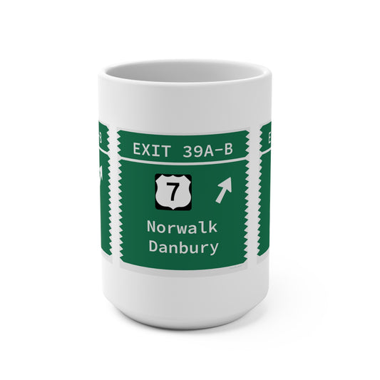 Vintage Merritt Parkway Exit 39 A-B Sign Mug 15oz