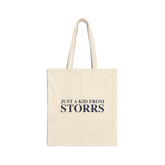 Just a kid from Storrs Cotton Canvas Tote Bag