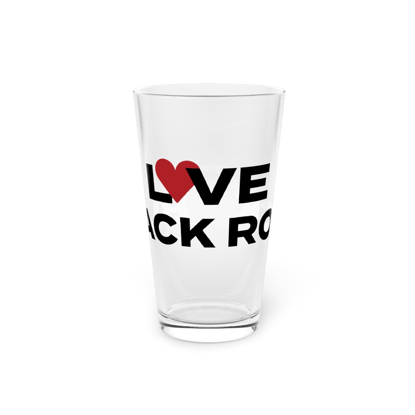 Love Black Rock Pint Glass, 16oz