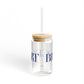 41 Tilt Bridgeport Glass Can with Straw and Lid, 16oz