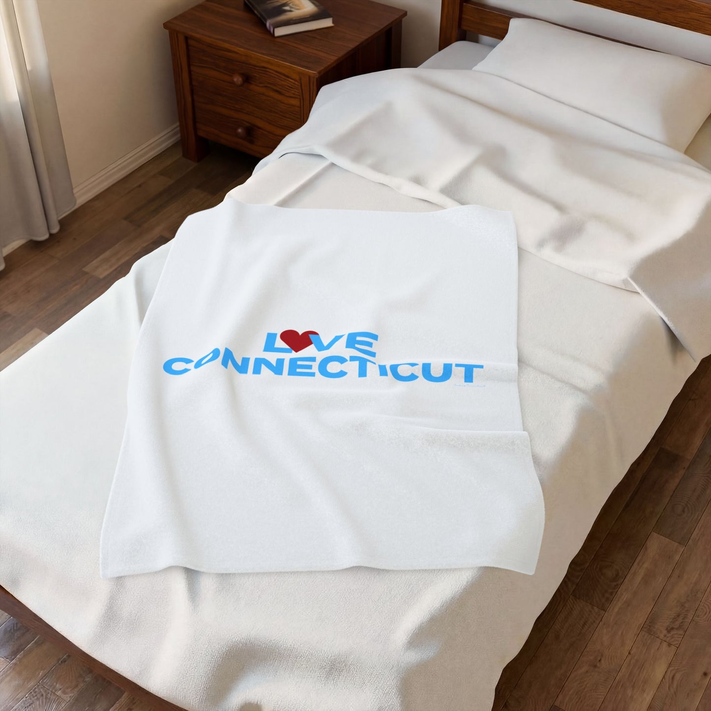 Love Connecticut Velveteen Plush Blanket