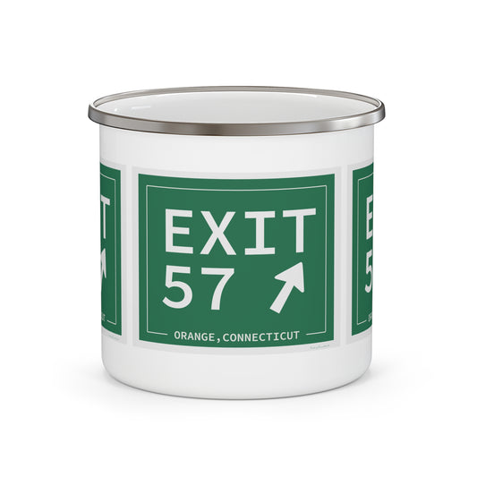 Vintage Exit 57 WCP Sign Enamel Camping Mug