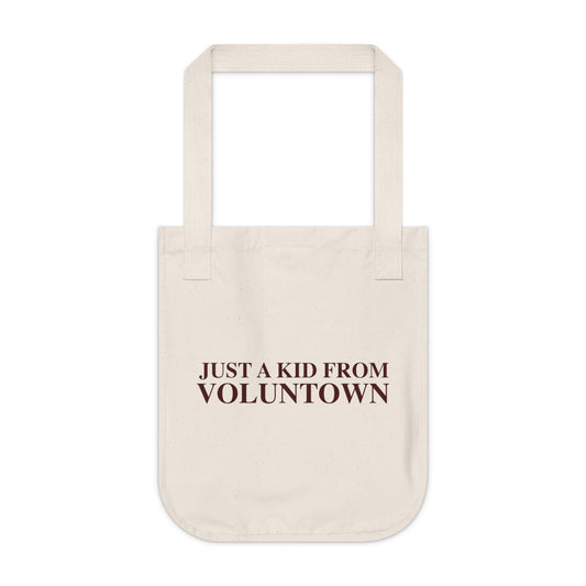 Just a kid from Voluntown Organic Canvas Tote Bag