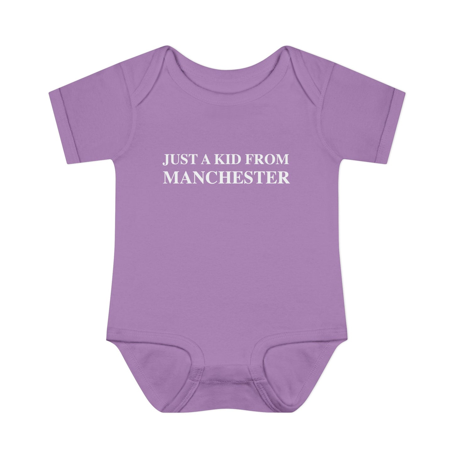 Just a kid from Manchester Infant Baby Rib Bodysuit