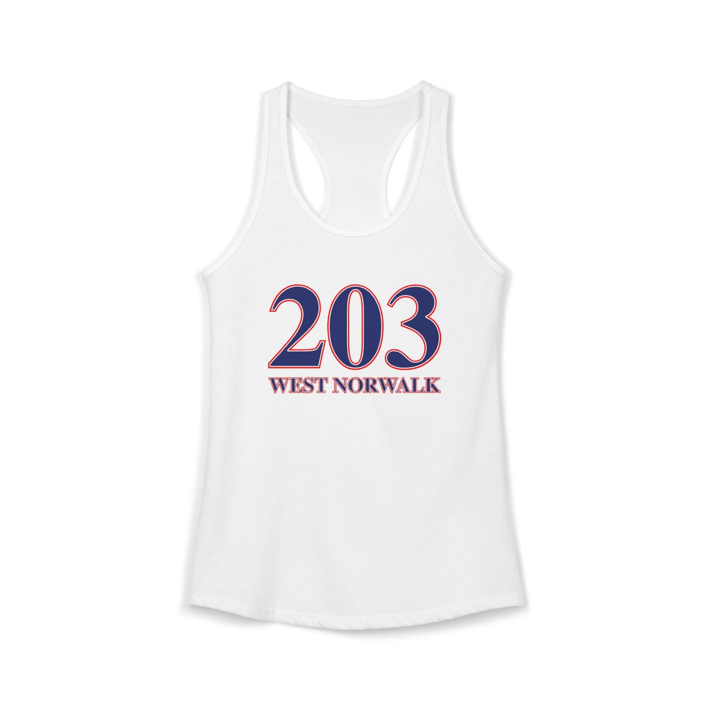 203 West Norwalk, Red, White & Blue Women's Ideal Racerback Tank Top