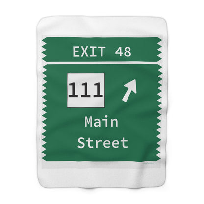 Vintage Merritt Parkway Exit 48 Sign Sherpa Fleece Blanket