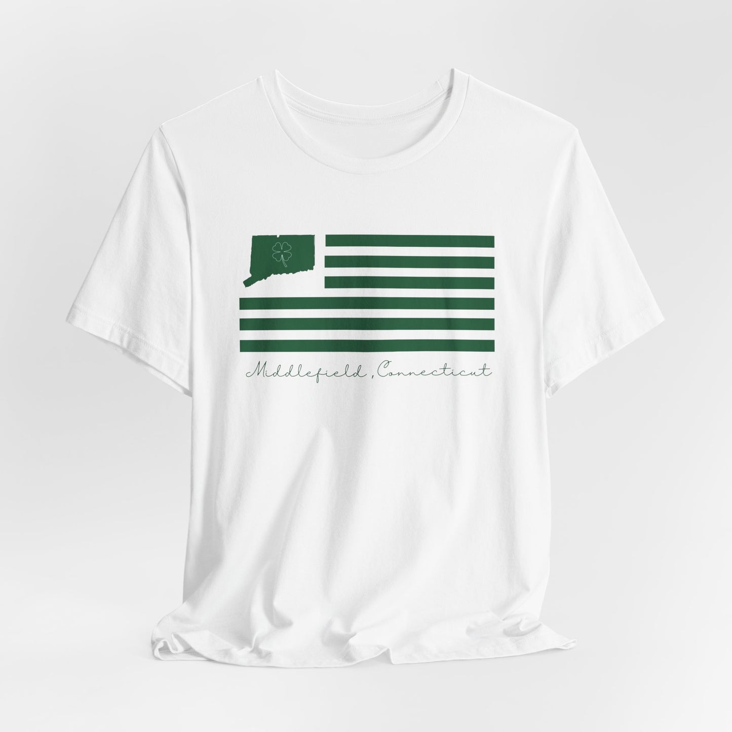 Middlefield Connecticut St. Patrick’s Day Flag Unisex Jersey Short Sleeve T-Shirt