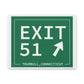 Vintage Exit 51  Merritt Parkway Sign Matte Canvas, Stretched, 1.25"