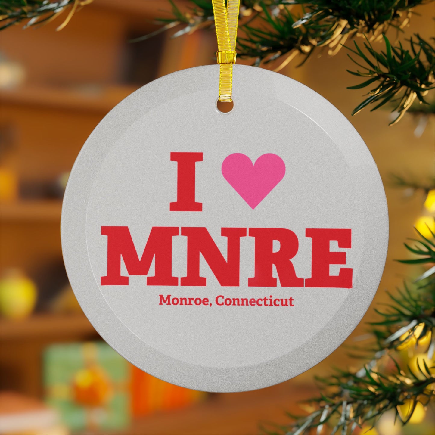 I Heart MNRE Glass Ornaments