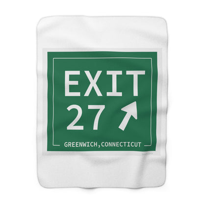 Vintage Exit 27 Merritt Parkway Sign Sherpa Fleece Blanket