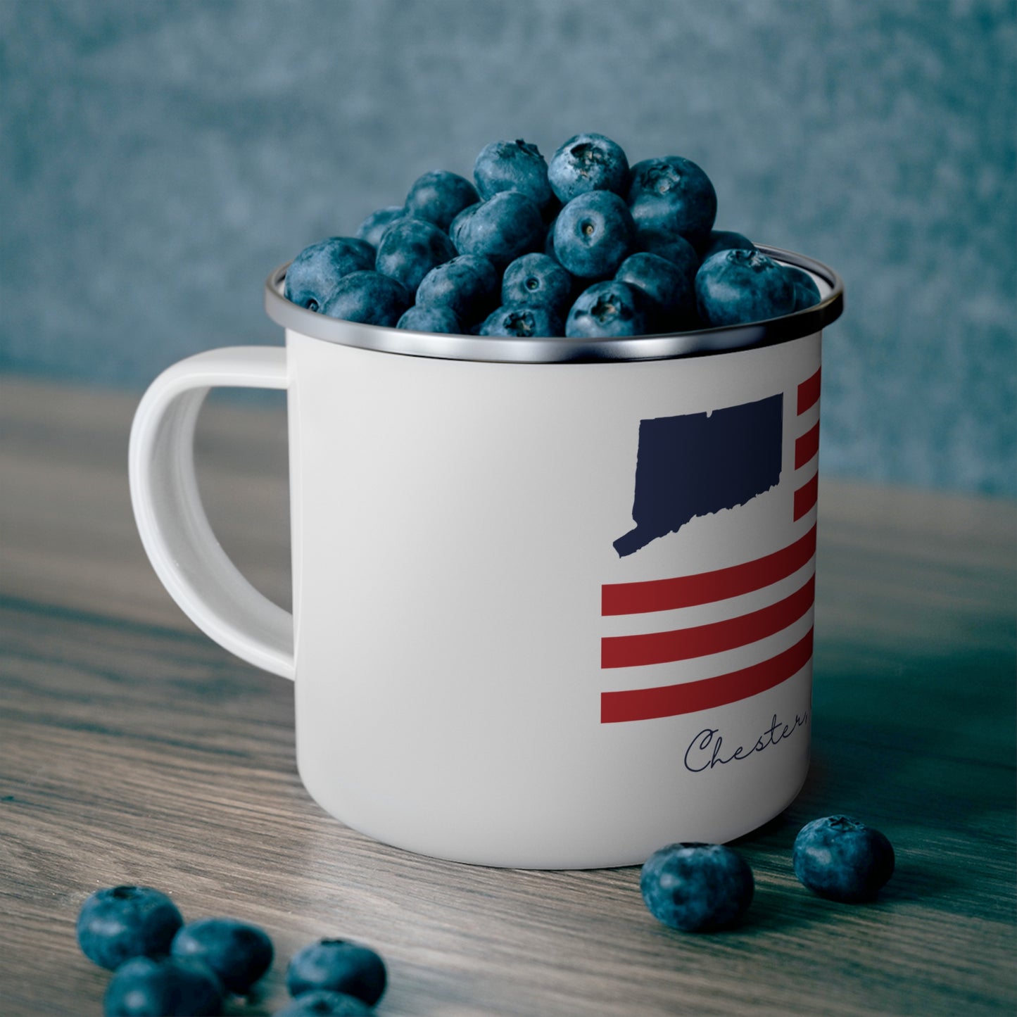 Chester Connecticut Flag Enamel Camping Mug