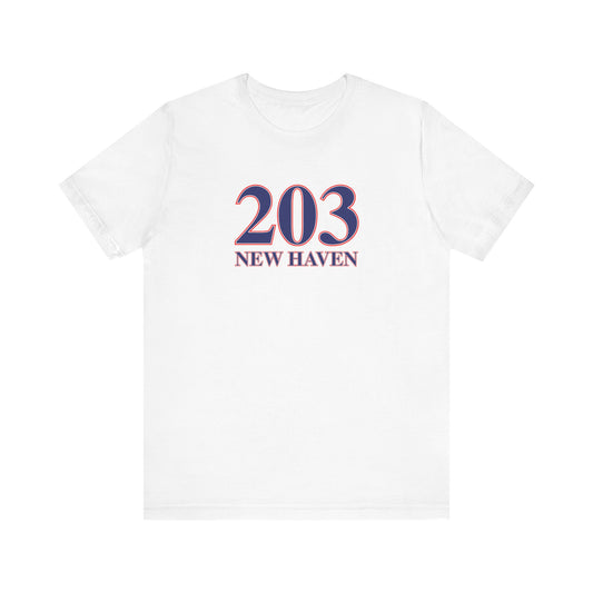 203 New Haven Red, White & Blue Unisex Jersey Short Sleeve T-Shirt