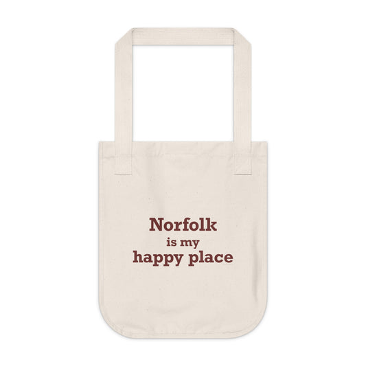 Norfolk is My Happy Place Organic Canvas Tote Bag
