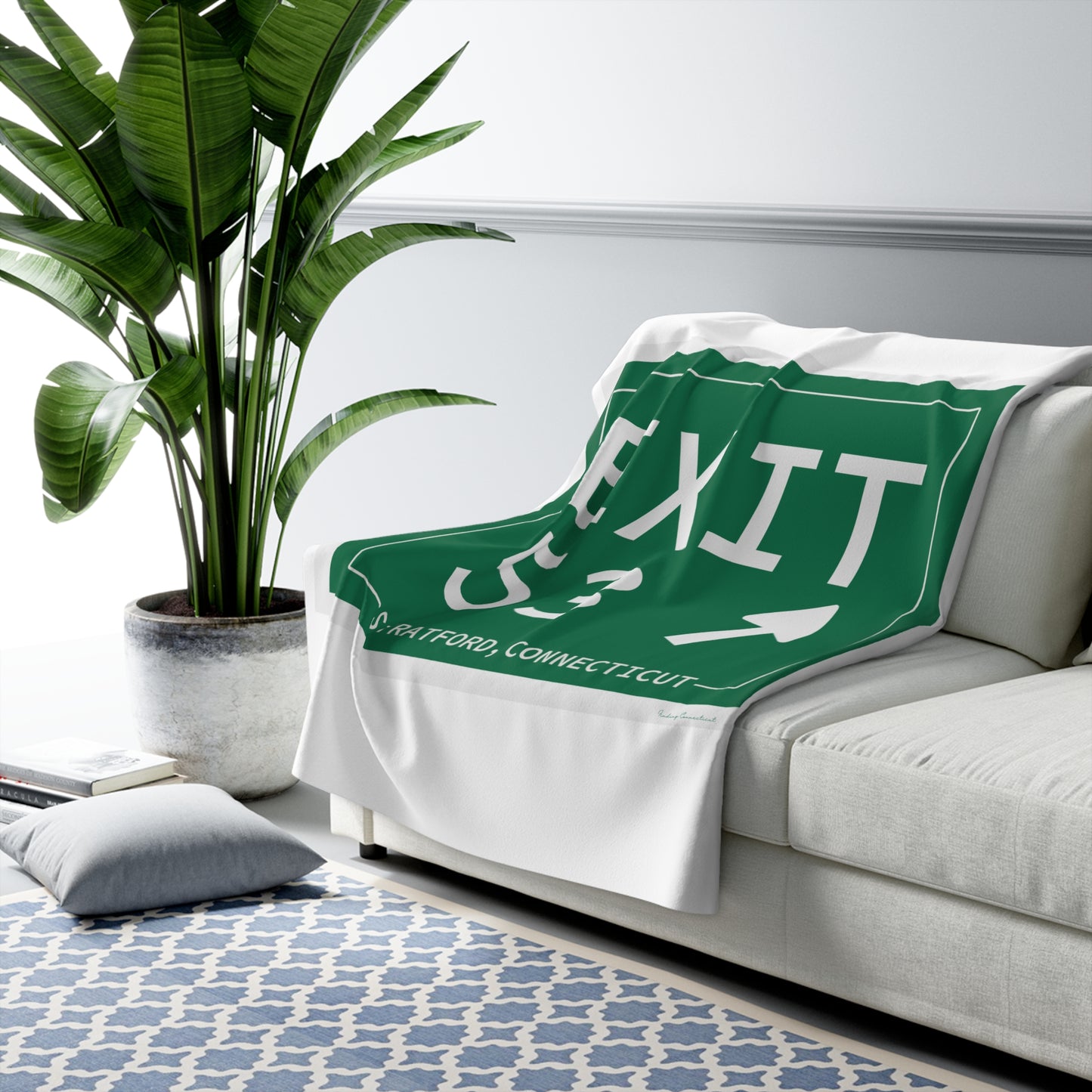 Vintage Exit 53  Merritt Parkway Sign Sherpa Fleece Blanket