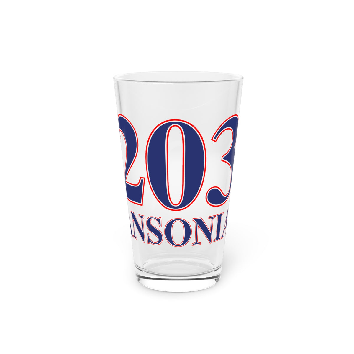 Ansonia Red, White & Blue Pint Glass, 16oz