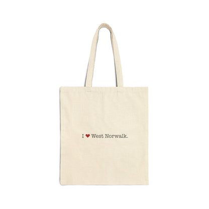 I Heart West Norwalk. Cotton Canvas Tote Bag