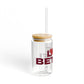 Love Bethel Glass Can with Straw and Lid, 16oz