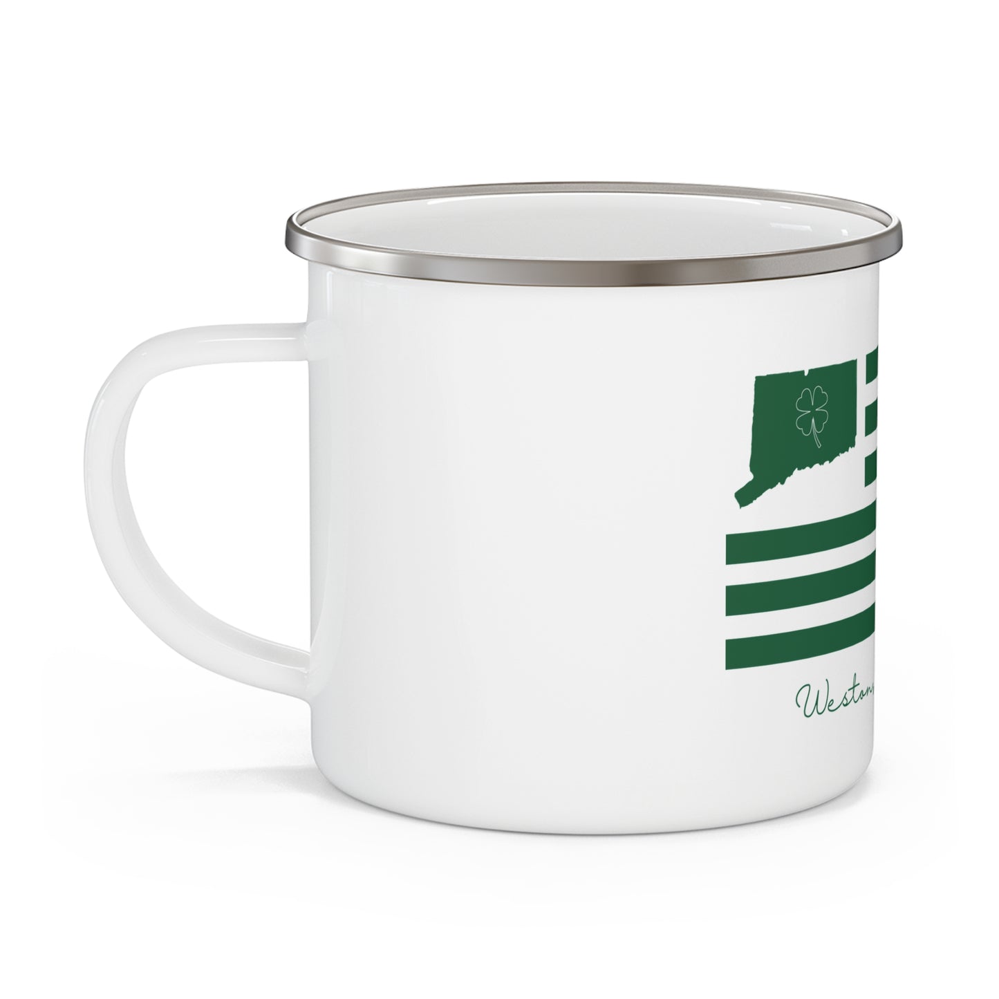 Weston Connecticut St Patrick’s Day Flag. Enamel Camping Mug
